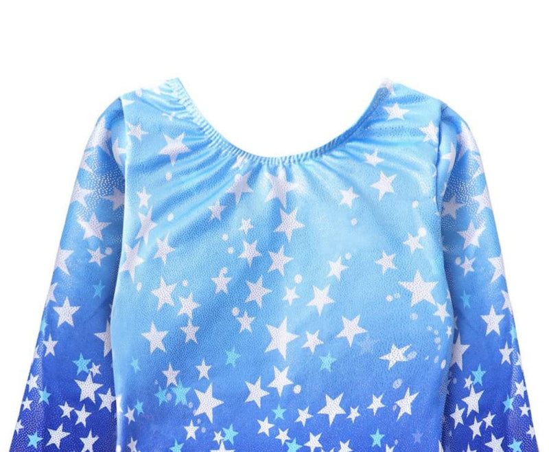 Gymnastics Leotards for Toddler Girls Long Sleeve Mermaid Sparkly Ballet Dance One Piece Outfit Long Sleeve-star Blue 120 5-6Y - BeesActive Australia