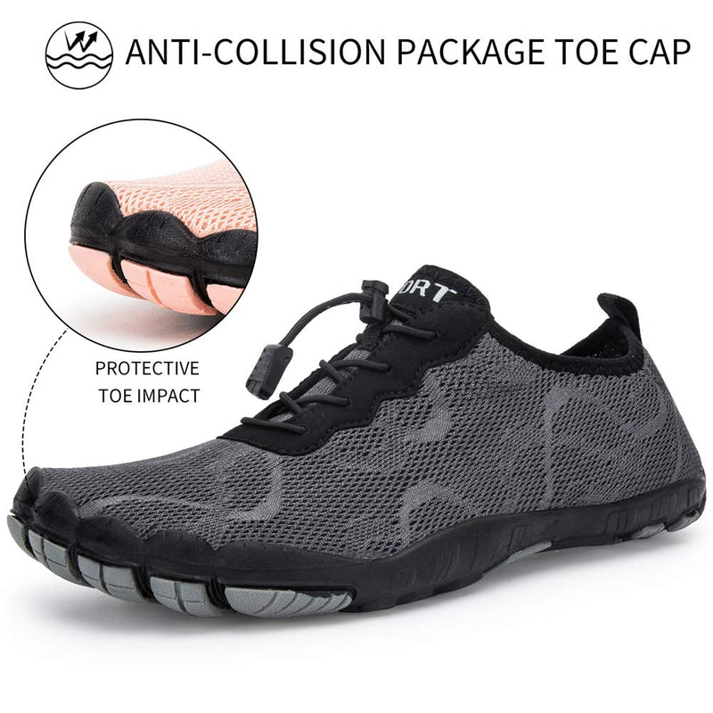 Water Shoes Mens Womens Barefoot Diving Swim Shoes Water Sports Non-Slip Aqua Shoes for Swim Pool, Beach,Hiking, Kayaking, Boating,Surfing 10 Women/7.5 Men Dark Grey-d - BeesActive Australia