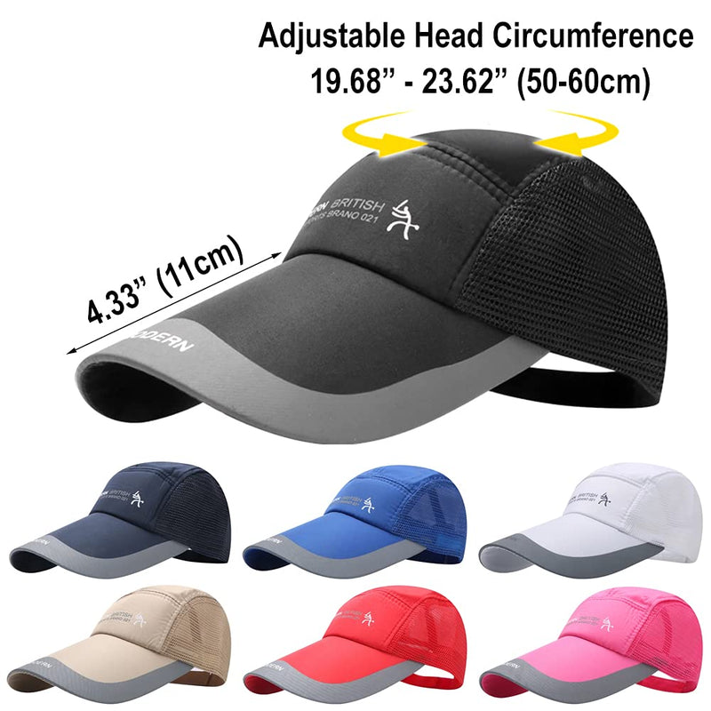 LOCOMO Men Women Super Extra 5.5" Long Bill Fishing Hat Mesh Back Trucker Snapback Baseball Brim Sun Cap Black 4.3" (11cm) Extra Long Brim White - BeesActive Australia