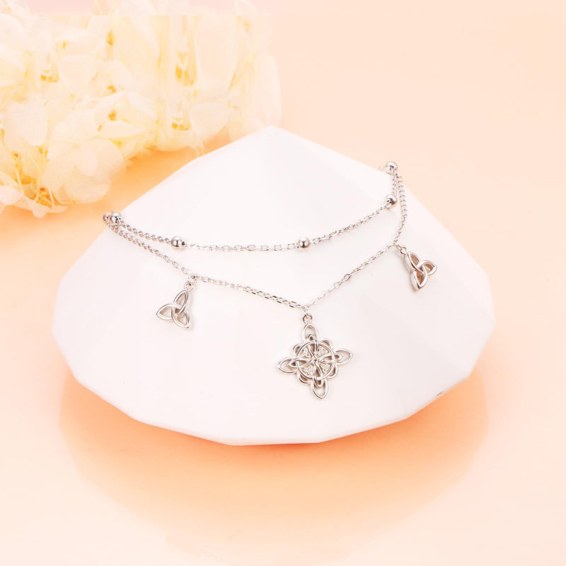 JZMSJF Anklets for Women S925 Sterling Silver Adjustable Beach Foot Ankle Bracelet Jewelry Gifts Celtic Knot 2 - BeesActive Australia