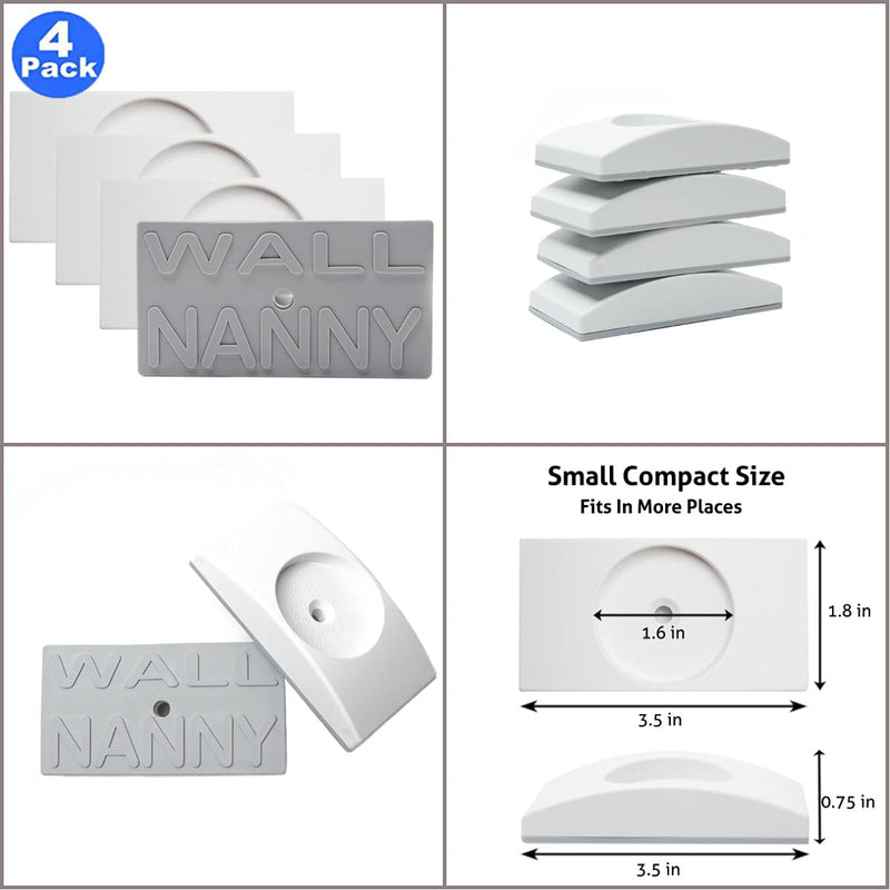 Wall Nanny - Baby Gate Wall Protector (Made in USA) Protect Walls & Doorways from Pet & Dog Gates - No Safety Hazard on Bottom Spindles - for Child Pressure Mounted Stair Safety Gate Wall Cup - 4-Pack White - BeesActive Australia