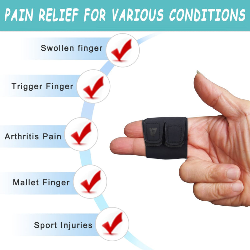 VerteLife Finger Splint, Breathable Finger Buddy Wraps Finger Sleeve Support Adjustable Elastic Finger Brace Sports Aid for Arthritis Trigger Finger Finger Pain Relief and Sport Injuries - Black/M Double M - BeesActive Australia