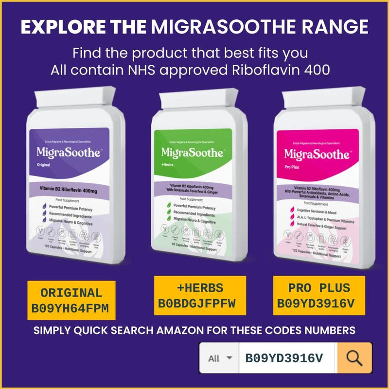 Premium Vitamin B2 Riboflavin 400mg per Capsule 120 Days Supply - Migrasoothe-B Pharma Manufacturing Standards UK Made Migraine Support, Stress, Tremors & Energy Vegan. Nice Recommended Vitamin B2 400 - BeesActive Australia