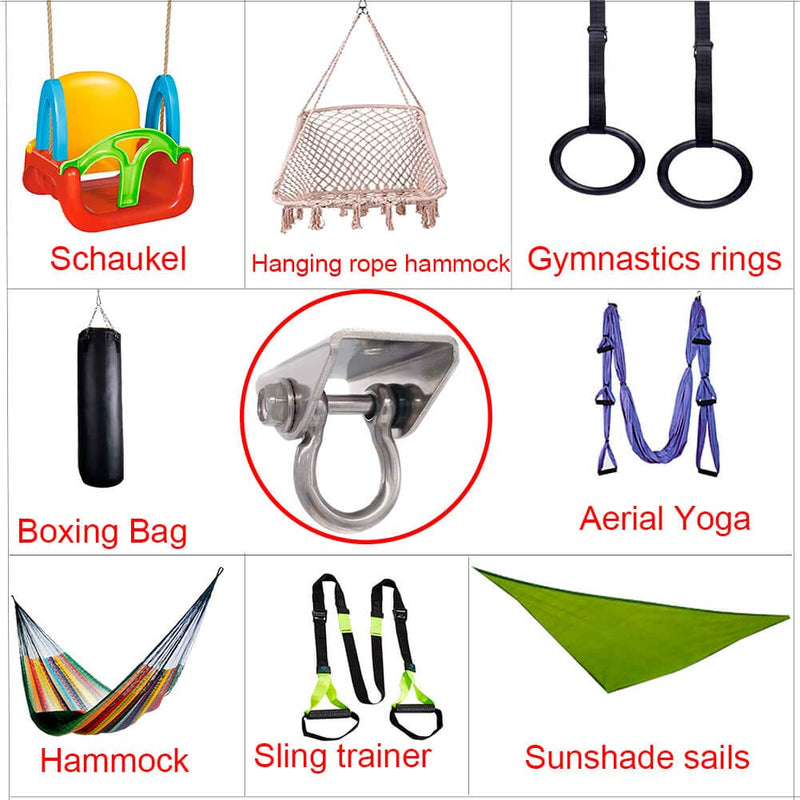 BLASCOOL Heavy Duty Hammock-Chair Swing Hanger - 2000LB Capacity Hanging Hardware Permanent Antirust Hammock Chair Gym Rope Boxing Trapeze for Ceiling Wood and Concrete Mount(2 Sets) - BeesActive Australia