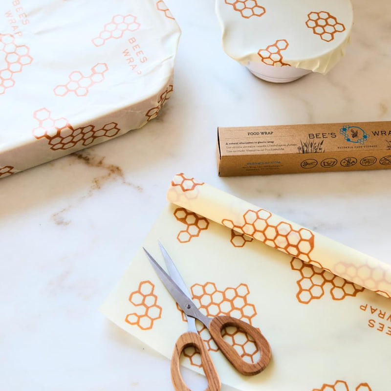 Bee's Wrap - XXL Roll 14" x 52"- Made in the USA with Certified Organic Cotton - Plastic and Silicone Free - Reusable Eco-Friendly Beeswax Food Wrap - Honeycomb Print - BeesActive Australia
