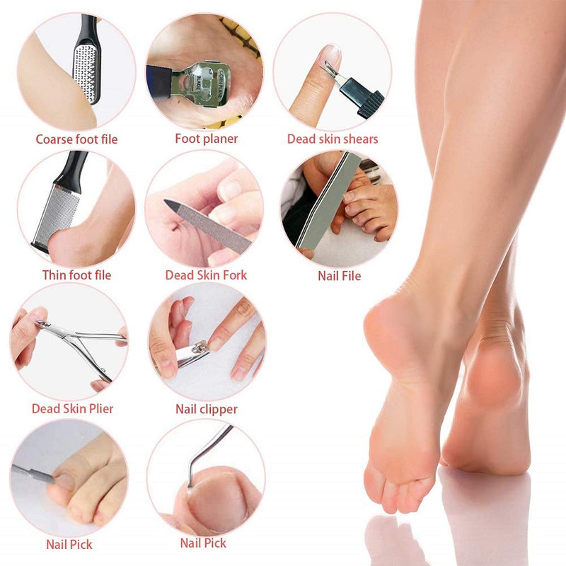 Pedicure KIT Professional 15 in 1,Professional Foot Care Pedicure Stainless Steel File to Removes Hard Skin Clean Feet Dead Skin Tool Set for Women Men Salon or Home - BeesActive Australia