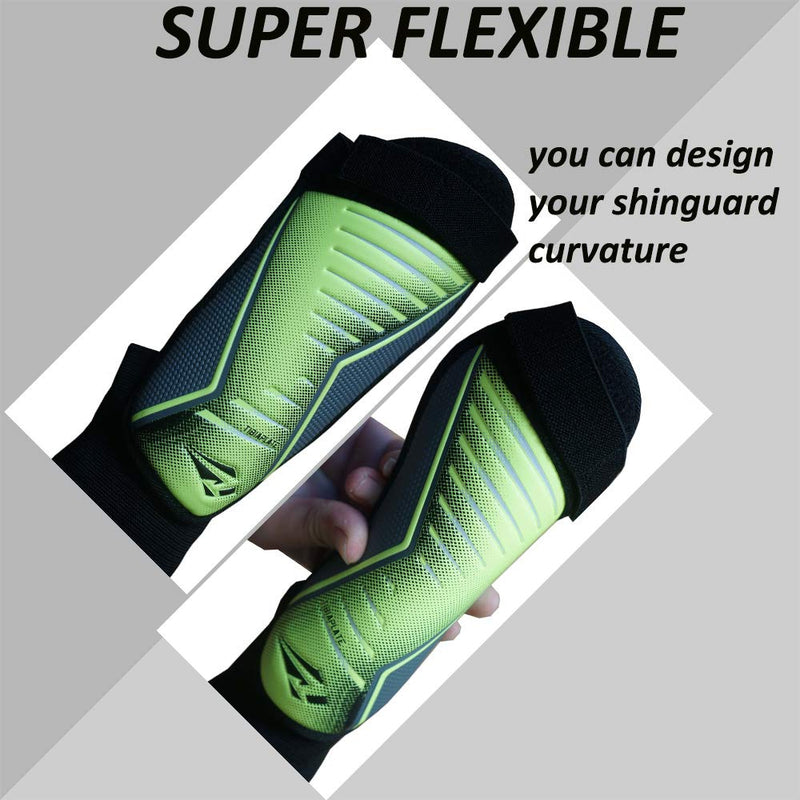 Rawxy Football Soccer Shin Guard with Ankle Protection Exceptional Flexible Soft Light Weight - for Adult Junior Youth Boys Girls Neo Lemon Large - BeesActive Australia