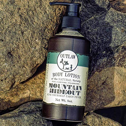 Outlaw The Mountain Hideout Natural Lotion - In The Mountains, You're Free - Pine Forest, Damp Earth, and Campfire in the Breeze - Men's or Women's Lotion - 8 fl. oz. - BeesActive Australia