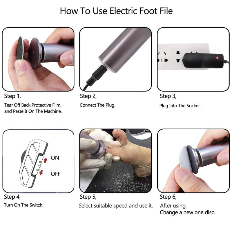 Electronic Foot File (Adjustable Speed) with 60pcs Replacement Sandpaper Disk, Powerful Electric Callus Remover Pedicure Tool for Men Women Dead Hard Dry Skin (Silver Gray) Silver - BeesActive Australia