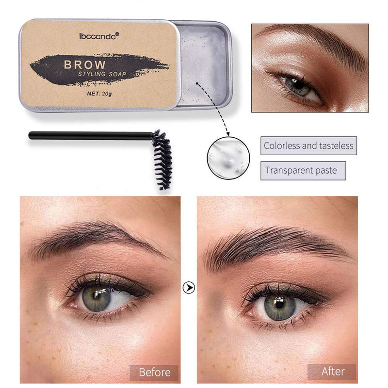 Eyebrow Soap Kit, Eyebrow Shaping Wax Kit, Long Lasting Waterproof Smudge Proof Eyebrow Styling Gel for Natural Brows, 3D Feathery Brows Makeup Balm Pomade Cosmetics - BeesActive Australia