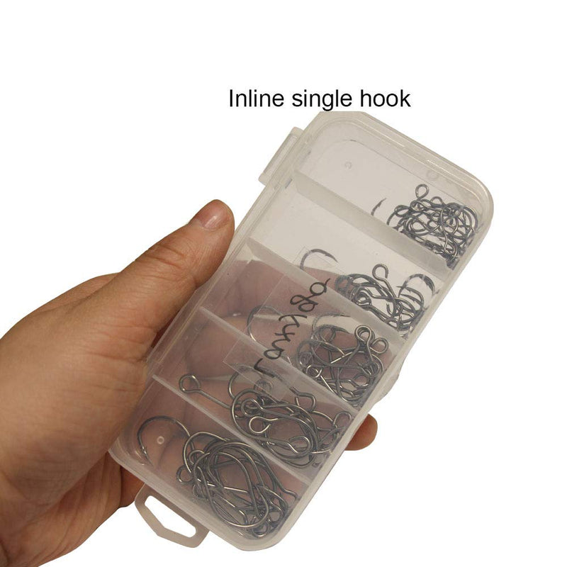 60pcs/Box Inline Single Hooks Single Replacement Hooks for Fishing Baits Lures 2/0 1/0 1# 2# 4# 6# 60pcs hooks - BeesActive Australia