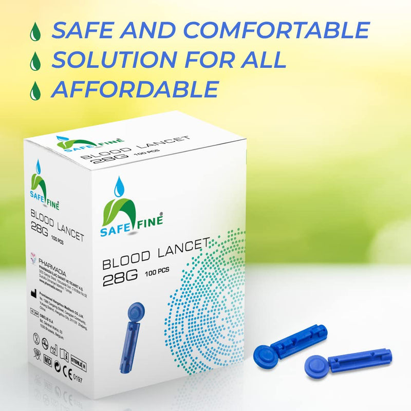 SafeFine 28G 3mm Blood Lancets Sterile Compatible with Most Lancing Devices 100 pcs/box - BeesActive Australia