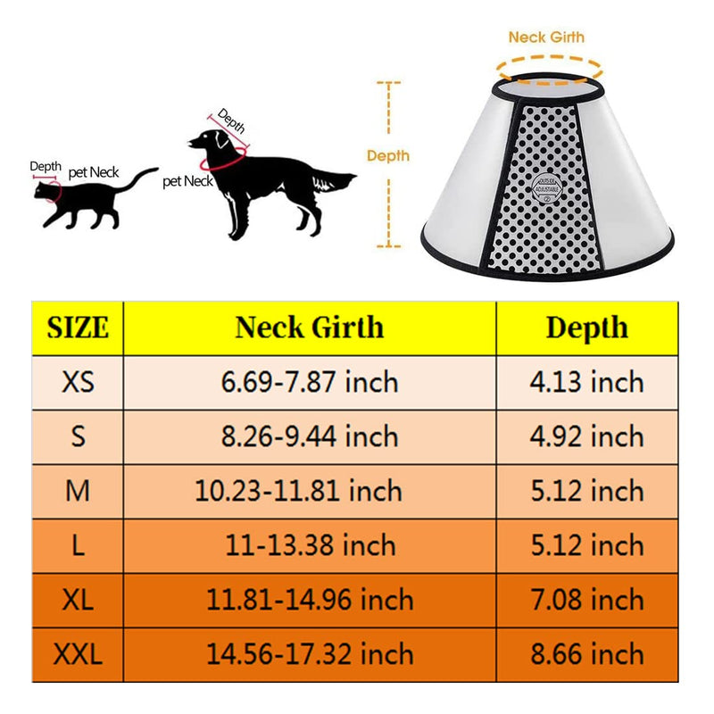 SVRCK Dog Cone Collar Adjustable Protective Collars for Pet Dog&Cat Recovery E-Collar Anti-Bite Lick Surgery or Wound Healing Soft Edge Neck Cone for Small/Medium/Large Dog Cat S(Neck:8.26-9.44in) - BeesActive Australia