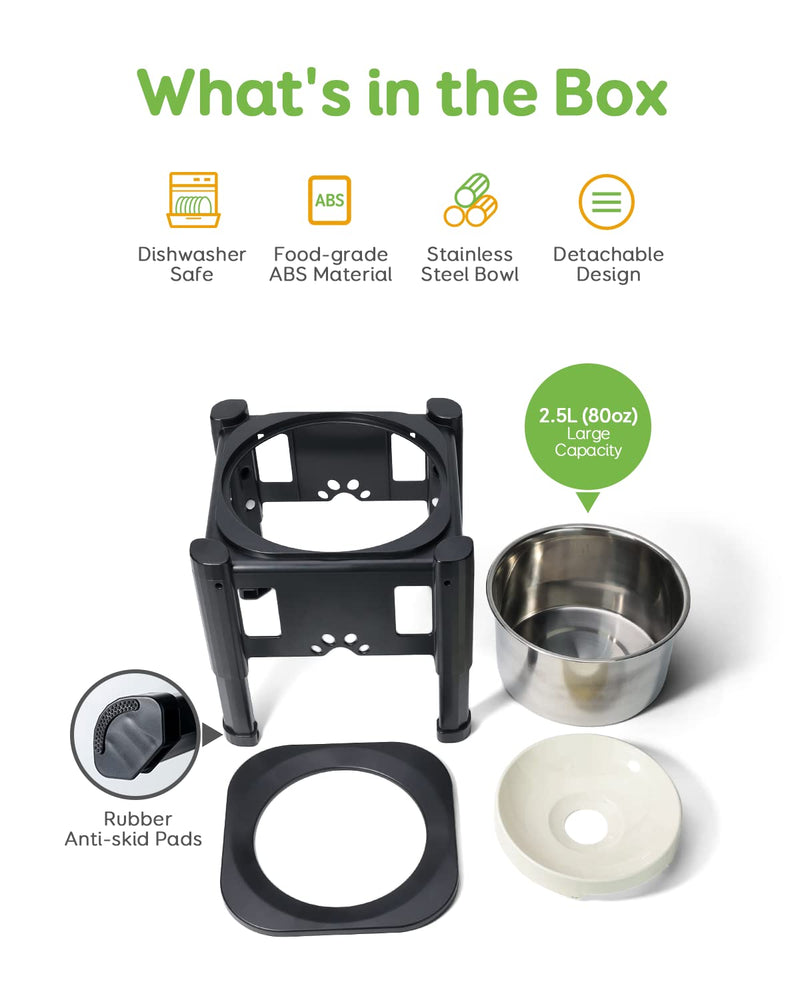 Pawque Elevated Dog Bowls with Slow Feeder Dog Bowl, Adjustable Raised Dog Bowl Stand with 3 Heights (6.1", 7.7", 9.3") for Medium and Small Sized Dog Cat, Mess Proof Non-Slip Pet Dish Feeder Holder Dog Water Bowl - BeesActive Australia