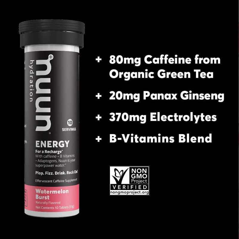 Nuun Energy: Caffeine, B Vitamins, Ginseng, Electrolyte Drink Tablets, Mixed Flavors, 10 Count (Pack of 4) 10 Count (Pack of 4) - BeesActive Australia