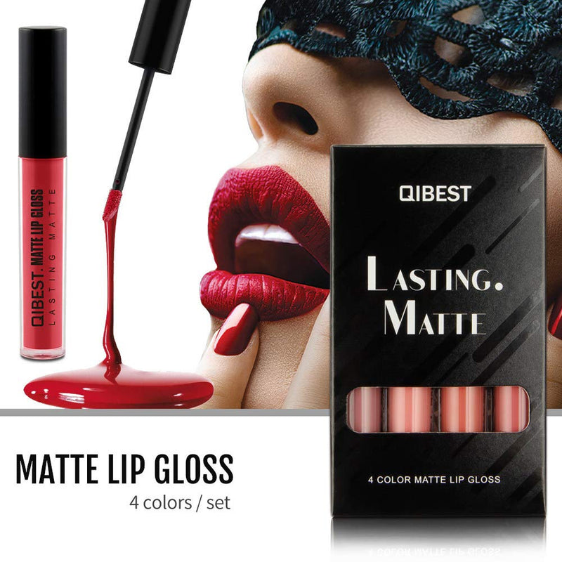Matte Liquid Lipstick Set, 4 Colors Waterproof Long Lasting Lipsticks Non-Stick Cup Lip Gloss - BeesActive Australia