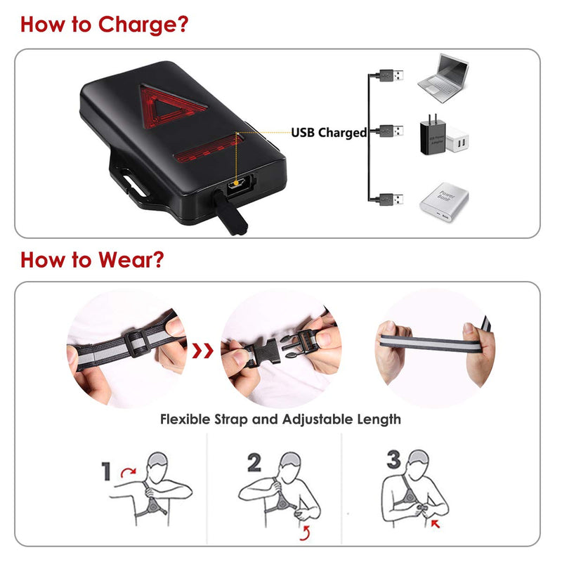 ALOVECO Outdoor Night Running Lights LED Chest Light Back Warning Light with Rechargeable Battery for Camping Hiking Running Jogging Outdoor Adventure (90° Adjustable Beam) - BeesActive Australia