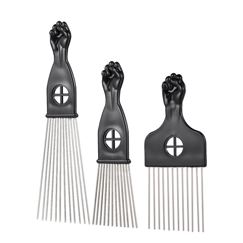 3Pcs Afro Combs, Professional Metal African American Hair Comb for Hairdressing Styling Tool - BeesActive Australia