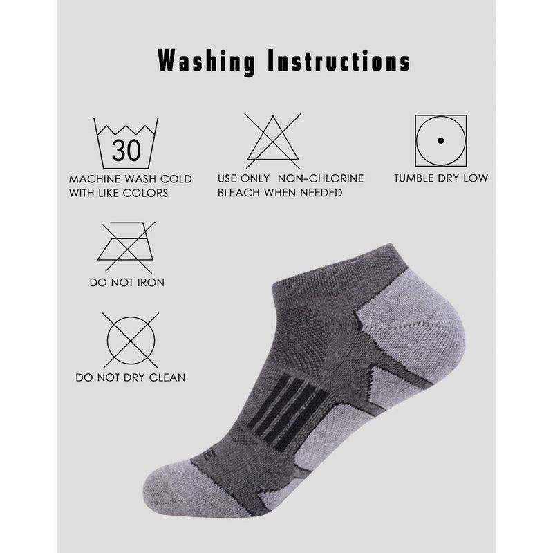 JOYNÉE Men's 6 Pack Athletic No Show Performance Cushioned Low Cut Running Socks Grey 1(6 Pairs) - BeesActive Australia