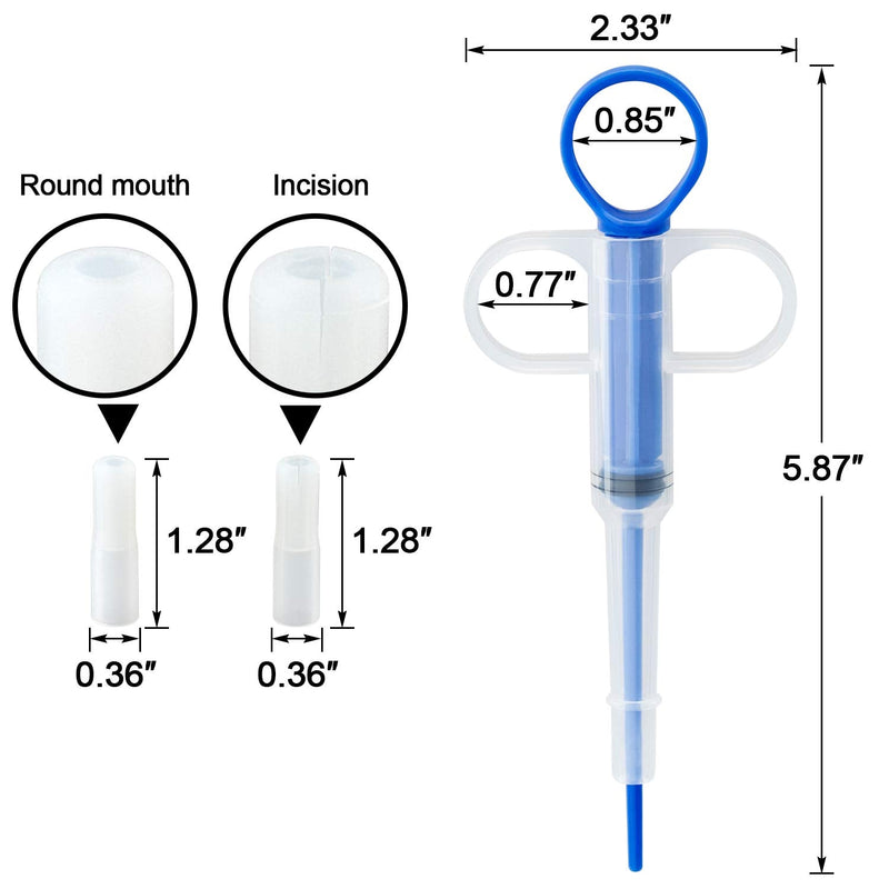 PAGOW Pet Medicine Feeder, Silicone Syringe Cat Dog Puppy Pill Dispenser Suit with Soft Tips, Pet Cat Dog Puppy Pill Tablet Versus Control Rods(Blue) 2pcs * Blue - BeesActive Australia