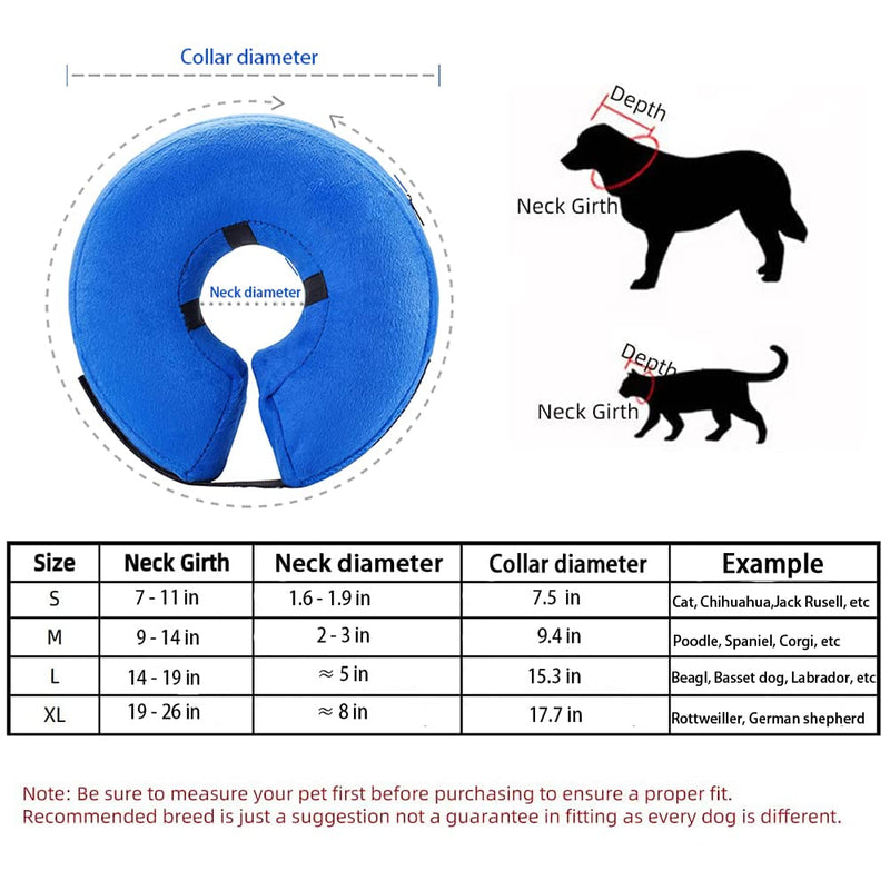 QIYADIN Soft Dog Recovery Collar, Adjustable Protective Inflatable Pet Cone for Dogs and Cats After Surgery, Prevent Pets from Biting & Scratching Small - BeesActive Australia