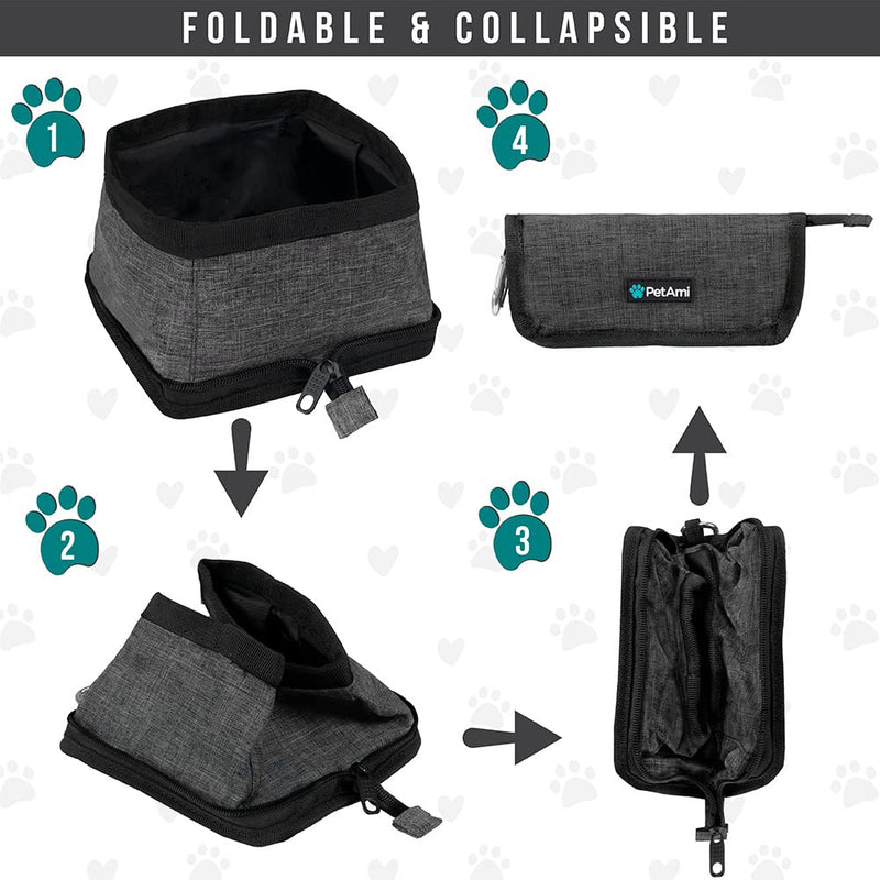 PetAmi Collapsible Dog Bowls 2 Pack, Travel Dog Bowls, Portable Water Bowl for Dog Puppy Cat Pet, Foldable Doggy Food Bowl for Traveling Hiking Camping Walking Outdoor Gear Accessories Pink - BeesActive Australia
