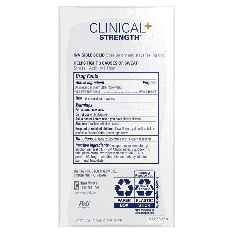 Secret Clinical Strength Invisible Solid Womens Antiperspirant And Deodorant, 1.6 oz - BeesActive Australia