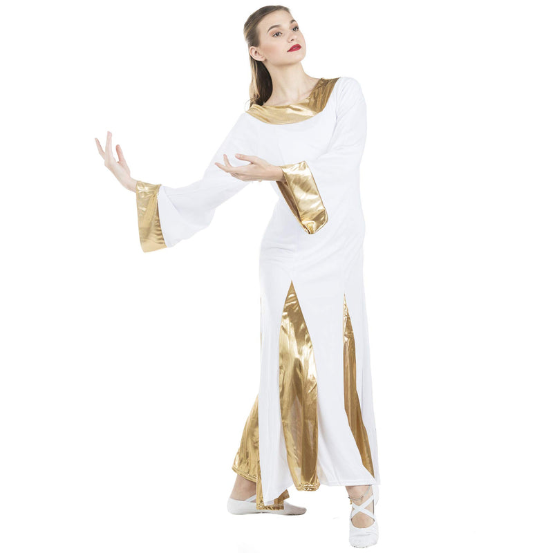 [AUSTRALIA] - Danzcue Womens Praise Robe Dress XX-Large White-gold 