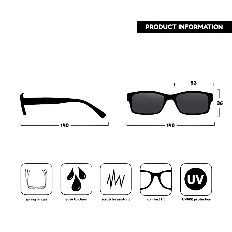 The Reading Glasses Company Mens Large Black Sun Readers UV400 Designer Style Spring Hinges S11-1 +1.00 +1.00 Magnification - BeesActive Australia