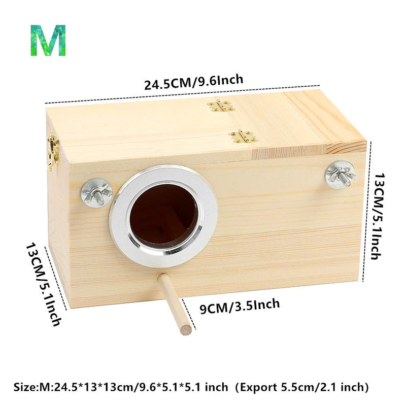 YJJKJ Pine Wood Parakeet Nest Box Bird House Budgie Breeding Mating Box for Lovebirds Cockatiel Parrotlets Medium - BeesActive Australia
