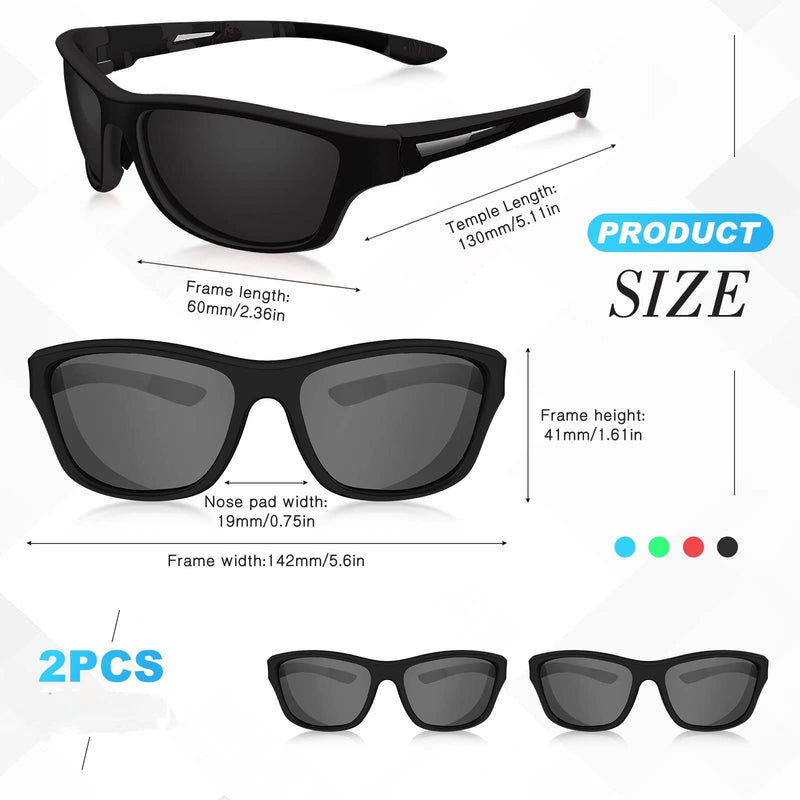 WFEANG Polarized Sports Sunglasses for Men Driving Cycling Fishing Sun Glasses UV Protection 2pack-black - BeesActive Australia