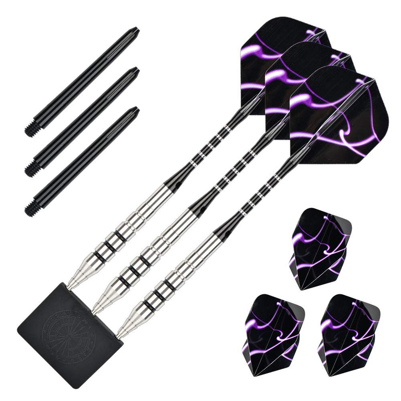 [AUSTRALIA] - LinkVisions 90% Tungsten Professional Steel Tip Darts Set Point Protector 22g/24g T2-24g-Black 