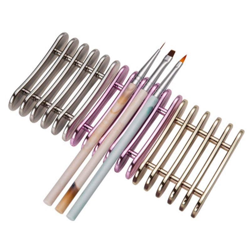 Nail pen holder, 5 Grid Nail Pen Brush Rack Stand Holder Nails Salon Brush Rack Accessory Carving Uv Gel Crystal Pen Carrier Storage Manicure Tool Stand Holder - BeesActive Australia