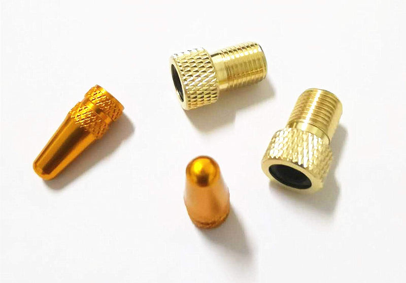 Osymoker Anodized Alloy Presta Valve Caps + Copper Presta to Schrader Bicycle Bike Valve Adaptor Tube Pump Air Compressor Tools Car Converter - BeesActive Australia