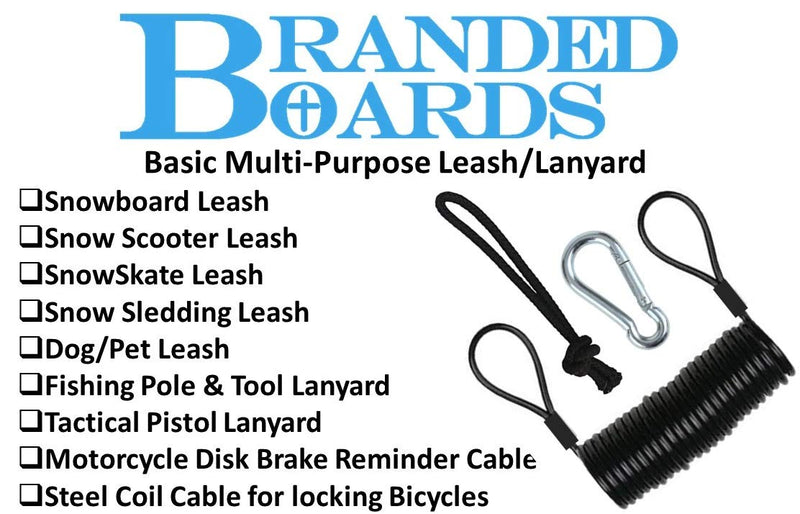 Branded Boards Safety Leash with Heavy Duty Wrist/Ankle Cuff, Carabiner & Paracord Loop. Boogie Boards, Snowboards, Surf Boards, SUP, Ski Scooters, Snowskates, Sleds, Dog Pet Lanyard Basic-1-pack - BeesActive Australia