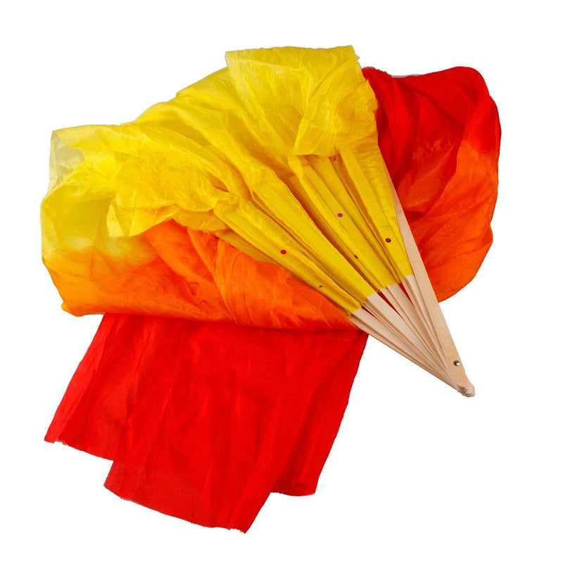 [AUSTRALIA] - Fashion Colorful 1.5M Hand Made Belly Dance Dancing Silk Bamboo Long Fans Veils 