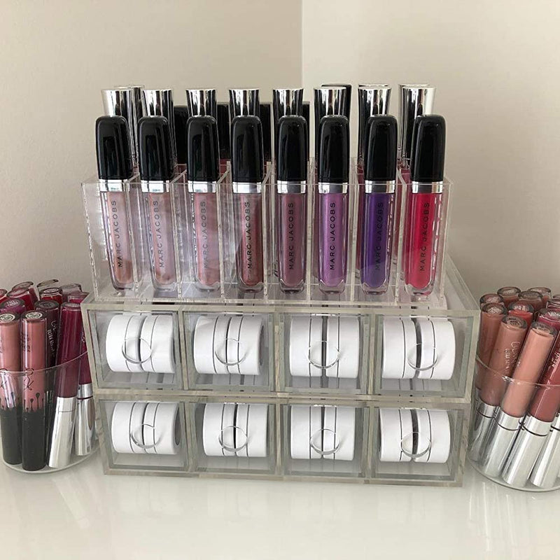Hedume Lip Gloss Holder Organizer, 24 Spaces Acrylic Lip Gloss Organizer & Beauty Makeup Holder, Lipgloss Display Case for Tall Lip Gloss / Lipstick Products - BeesActive Australia