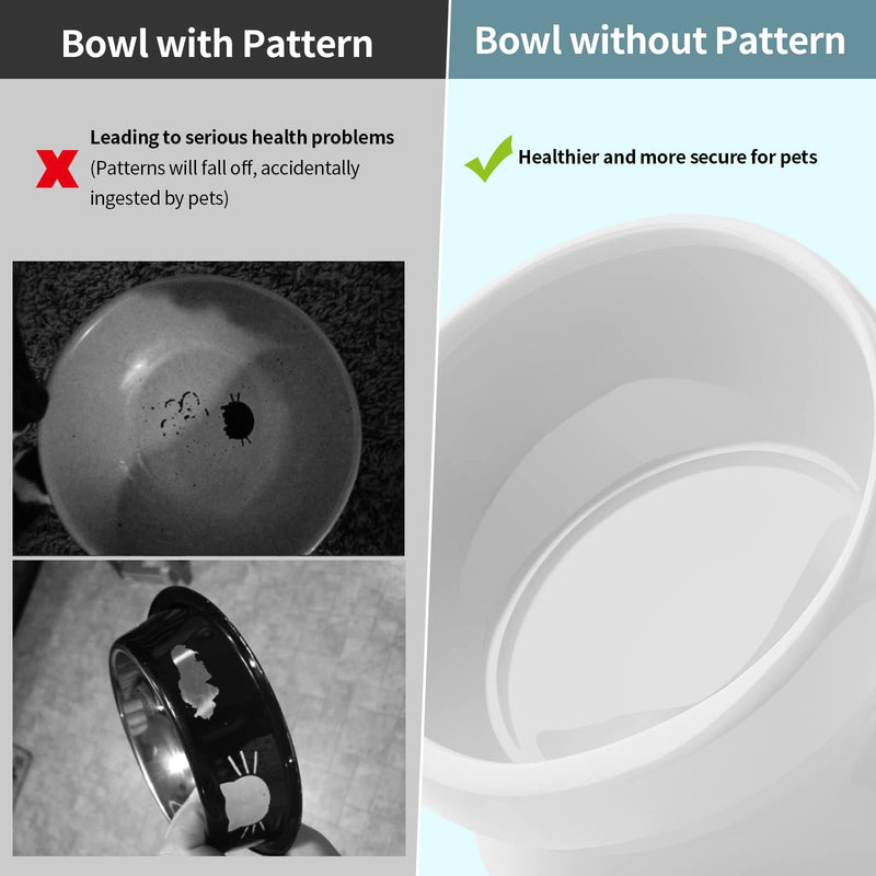 Nucookery Elevated Cat Food Water Bowl,Ceramic Raised Tilted Pet Feeder and Waterer Protect Pets' Spines,Small Dog Fat Faced Cat Kitten Supplies 5" Pure white - BeesActive Australia
