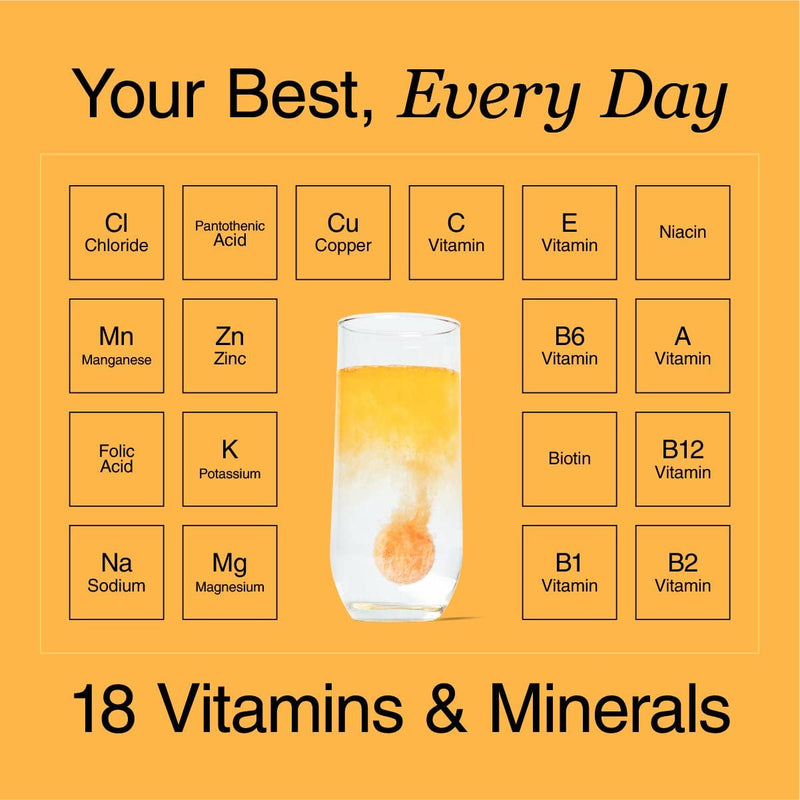 Phizz Electrolytes, Multivitamin & Hydration Tablets - 20 Effervescent Rehydration Tablets - 18 Vitamins & Minerals, Vitamin C, Vegan, Vegetarian & Low Calorie Orange 20 Count (Pack of 1) - BeesActive Australia