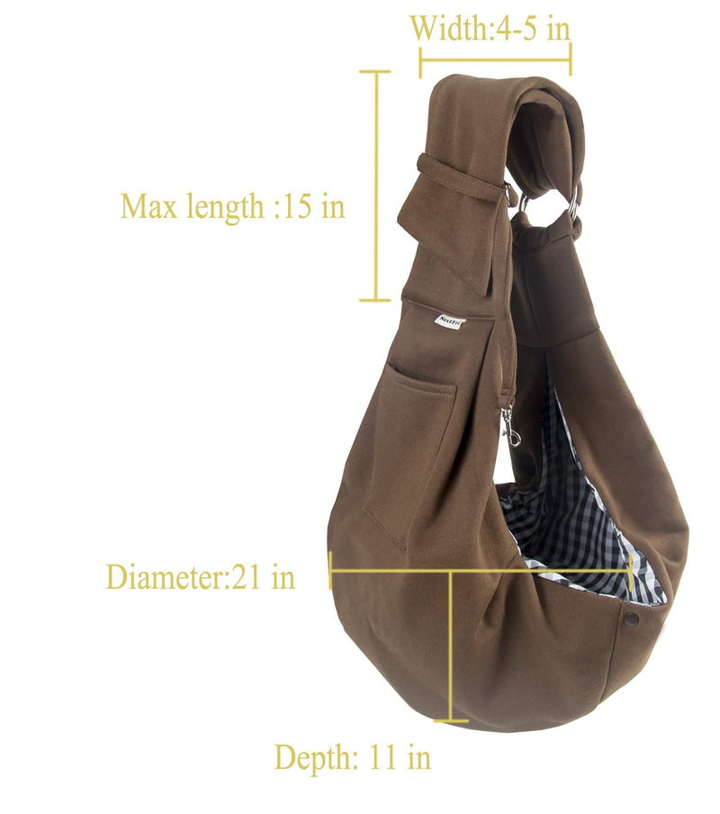 NextFri Pet Sling Carrier Adjustable Shoulder Strap Puppy Tote Hands Free Reversible Pet Bag for Outdoor Travel Classic-Brown - BeesActive Australia