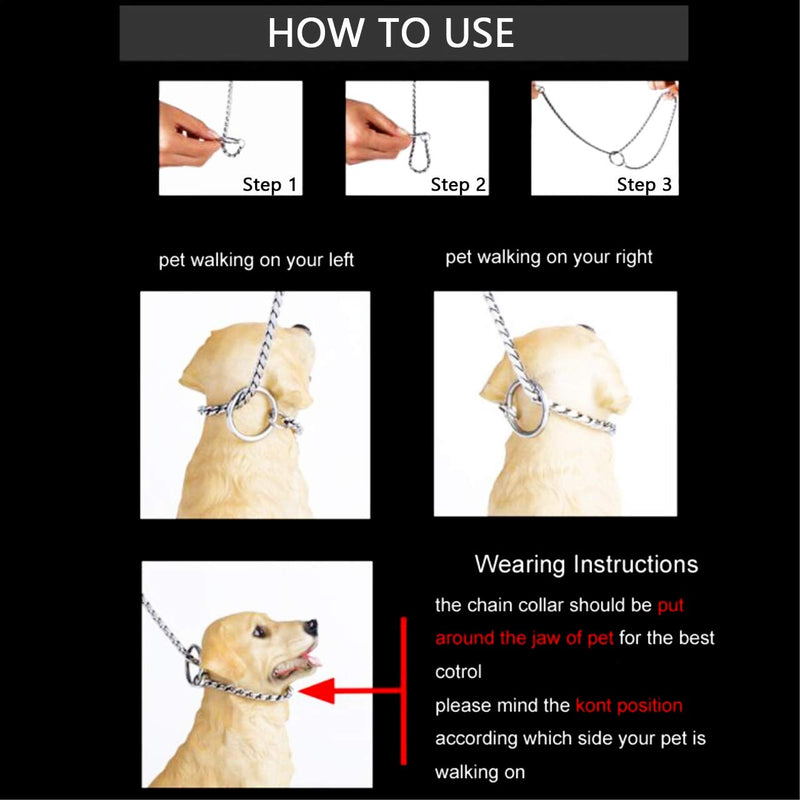 Mogoko Stainless Steel Dog Choke Chain Collar, Puppy Metal Snake Chain Pet Show Slip Collar Choker for Training Walking 3.0mm x 16.0 inch Gold - BeesActive Australia