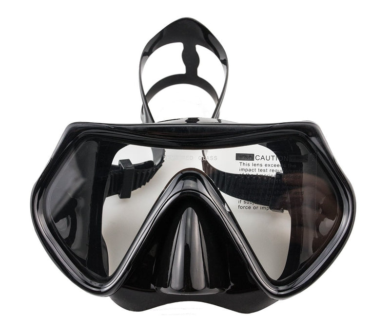 [AUSTRALIA] - WACOOL Snorkeling Package Set for Adults, Anti-Fog Coated Glass Diving Mask, Snorkel with Silicon Mouth Piece,Purge Valve and Anti-Splash Guard. Black 