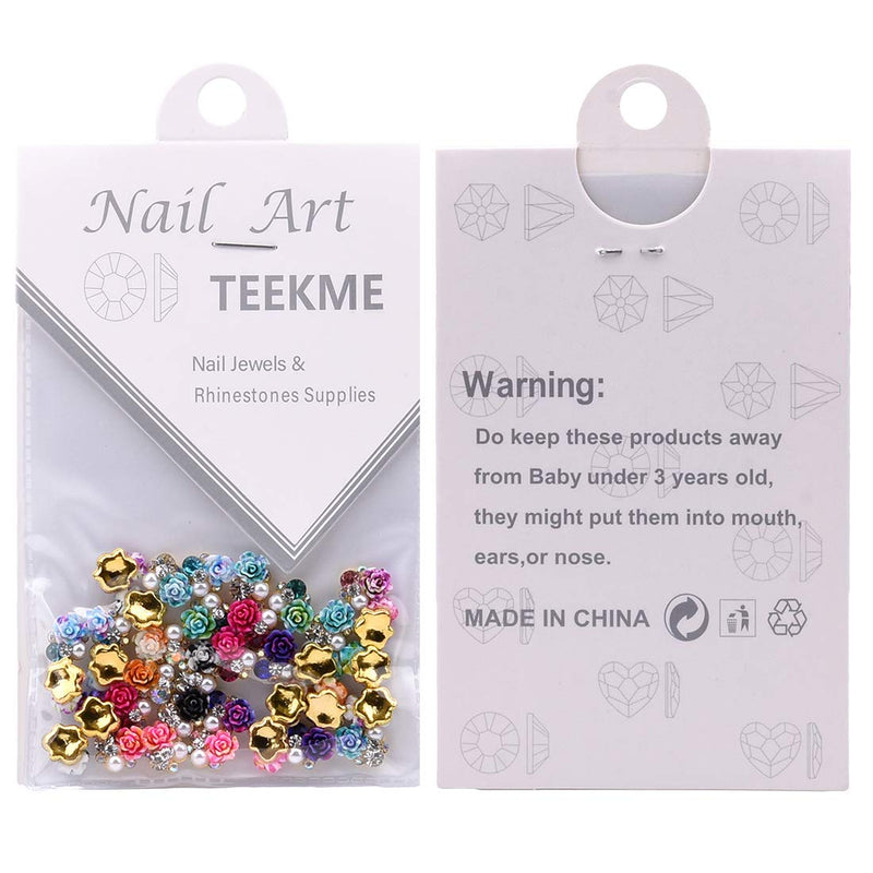 36pcs Colored Flowers 3d Nail Jewelry And Decorations in Crystal Rhinestones 9 Designs Mixed Perfect Size Charms for Nail Decor NCJMC1 - BeesActive Australia