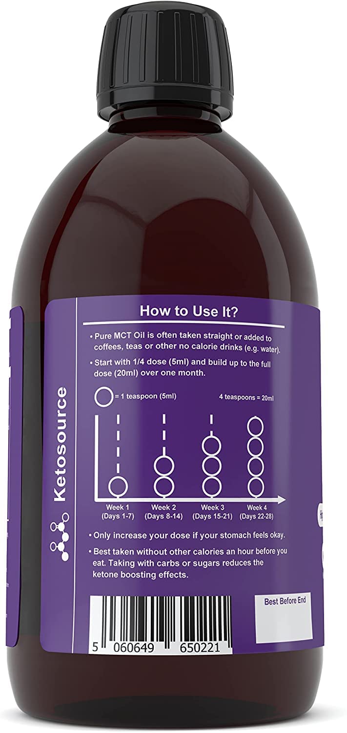 Ketosource® Pure MCT Oil | High Purity Source of Ketone-Boosting C8 & C10 MCTs | Supports Keto Nutrition & Fasting | Vegan Safe & Gluten Free | 500ml Bottle - BeesActive Australia