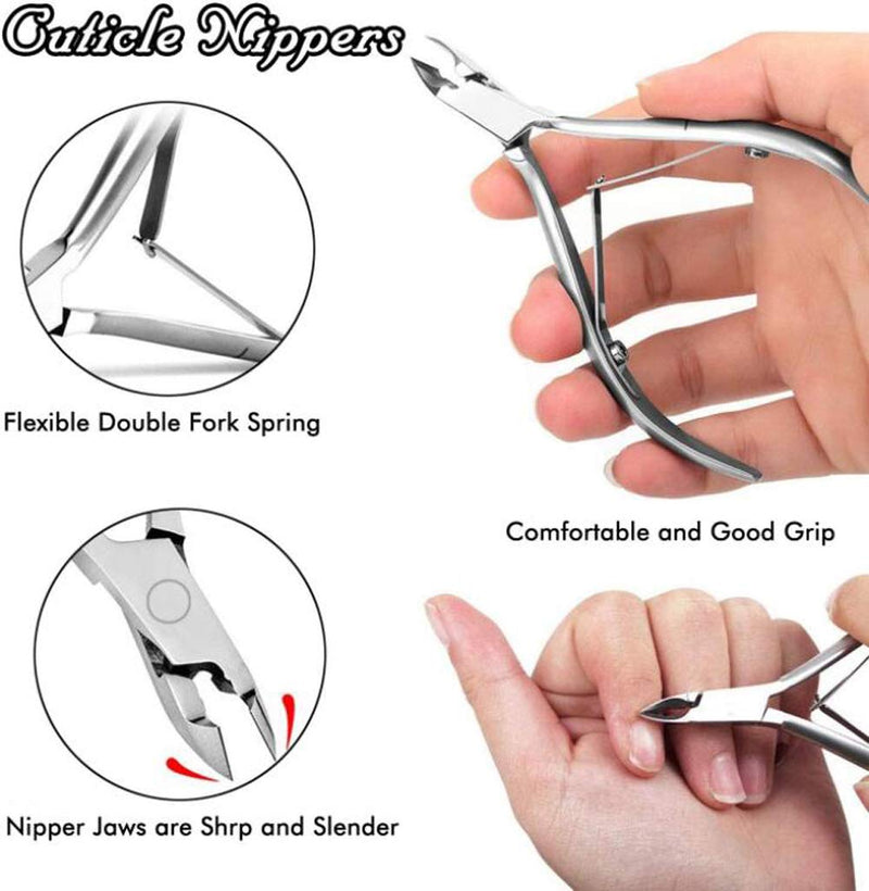 Cuticle Trimmer with Cuticle Pusher 3 Pcs Cuticle Cutter Nipper Clipper Dead Skin Remover Scissor Plier Durable Manicure Pedicure Tools Nail Tools Set - BeesActive Australia