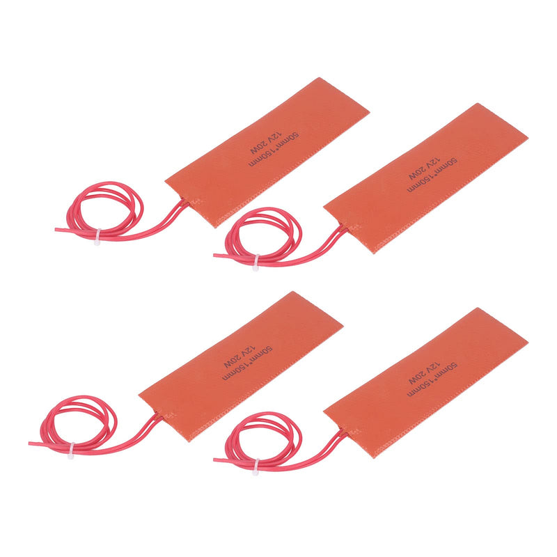 4 Pcs Silicone Rubber Heating Pad, Flexible Silicone Heater Mat Rubber Heating Blanket Hot Heated Bed for Industrial Equipment 20W 12V - BeesActive Australia