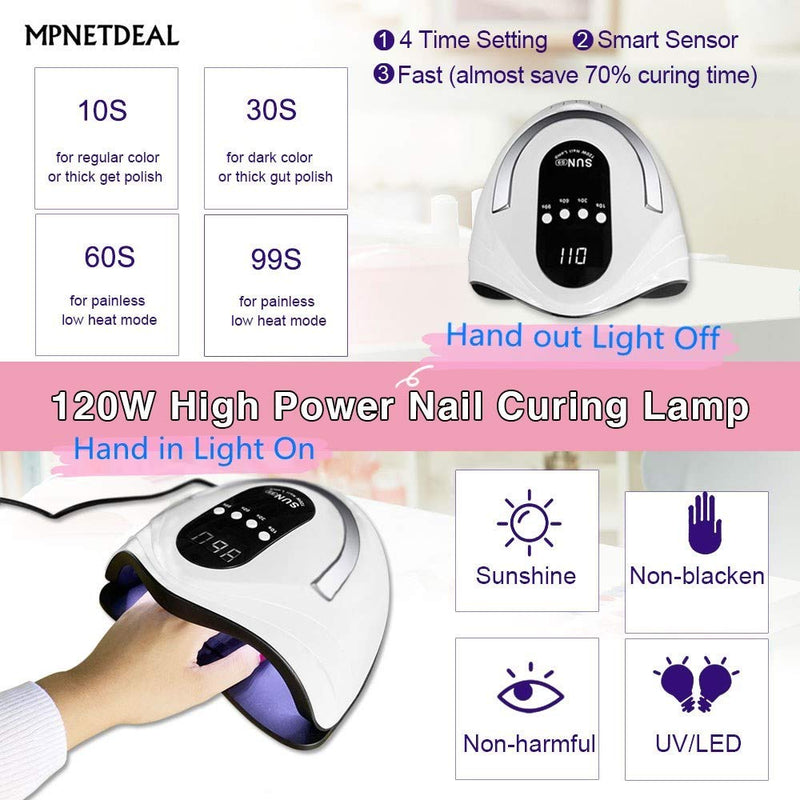 MPNETDEAL 120w Nail Curing Lamp with Auto Smart Sensor Drying Light for Gel Nails Fast Dryer - BeesActive Australia