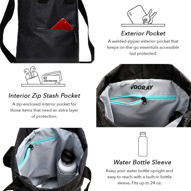 Vooray 23L Ultra-Durable Flex Cinch Gym Drawstring Backpack Sackpack for Women Black Foil - BeesActive Australia
