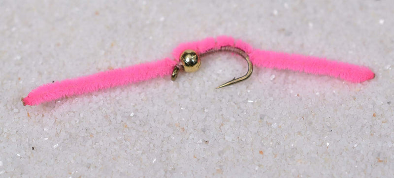 Tungsten Bead Head San Juan Worm Fishing Flies - 1 Dozen on Mustad Signature Fly Hook Size 14 - Available in Red, Pink, Brown or Assorted - BeesActive Australia