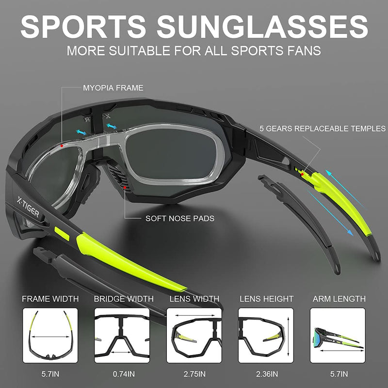 X-TIGER Polarized Sports Sunglasses with 3 or 5 Interchangeable Lenses,Mens Womens Cycling Glasses,Baseball Running Fishing Golf Driving Sunglasses - BeesActive Australia